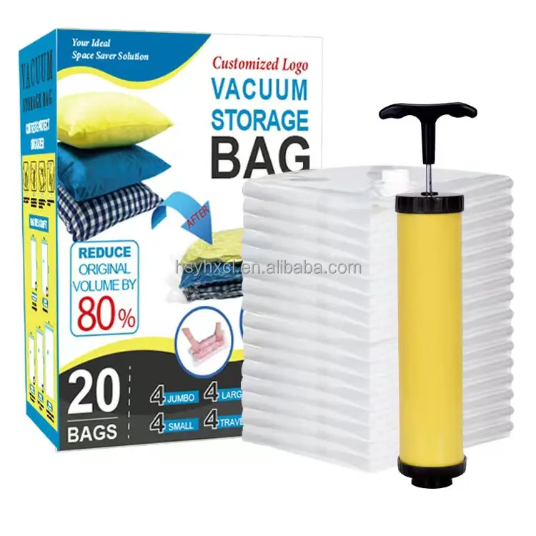 Travel Hand Roll Vacuum Storage Bag Pump Free Design Space Saver Compression Seal Storage Bag