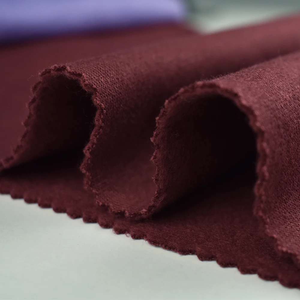 Wholesale knitted NO MOQ stock 32S brushed TC fleece cotton polyester fabric for hoodie