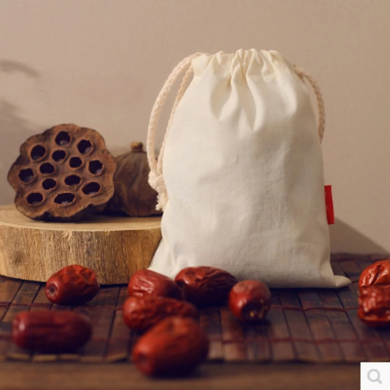 custom size 10*13cm nautral cotton drawstring jewelry storage and packaging dust bag