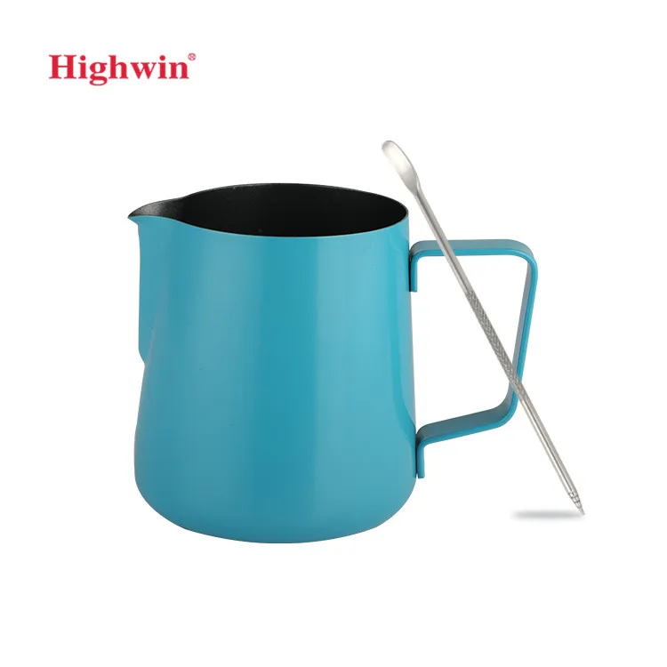 Highwin Factory Cappuccino Latte Stencil Stainless Steel Frothing Pitcher Jug Milk Coffee