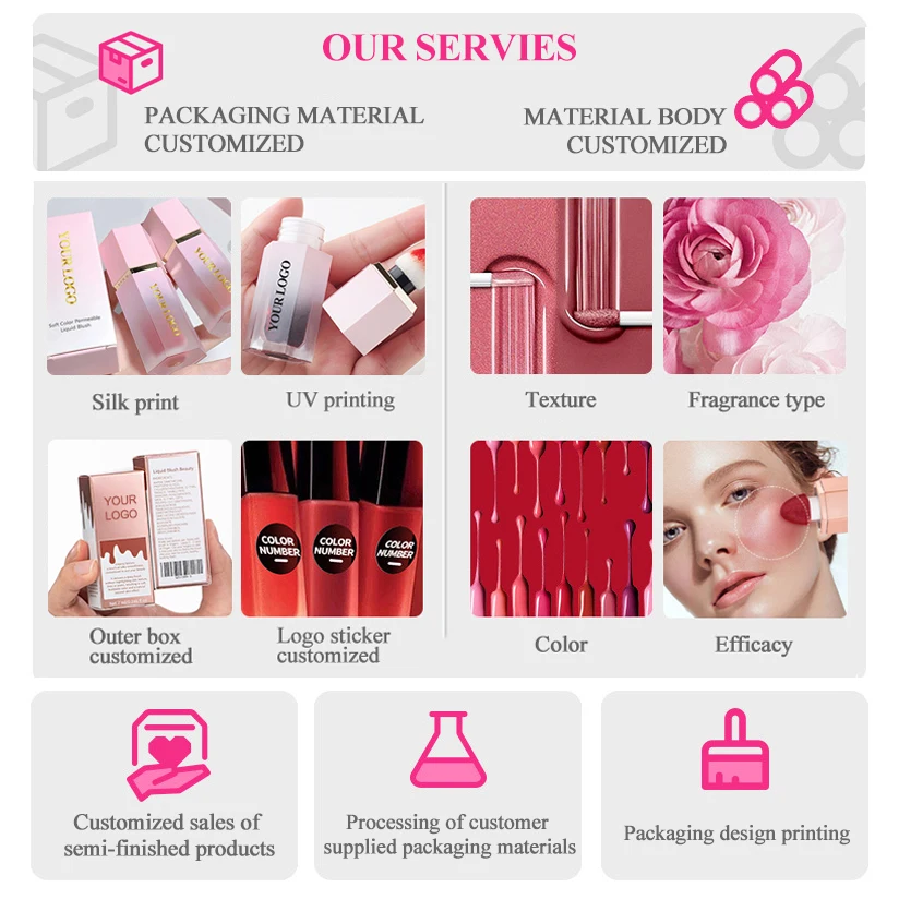 Wholesale Women Cruelty Free Waterproof High Pigment Liquid Blush Vegan Blush