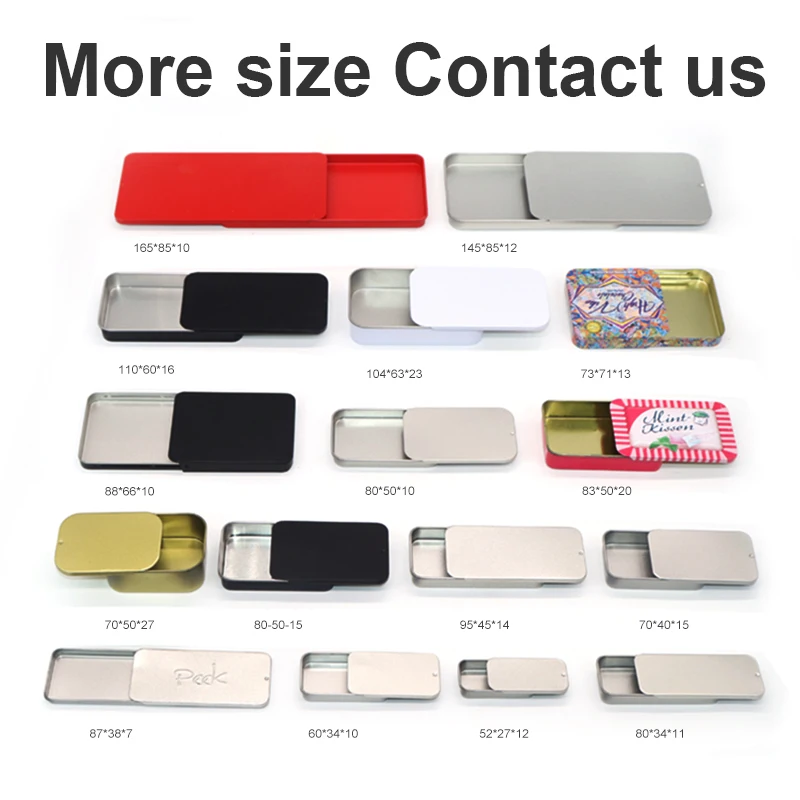 YEM Custom Small Rectangular Slide Top Metal Tin Box Solid Perfume Storage Slide Cover Lid Candy Mint Tin tin pre roll case