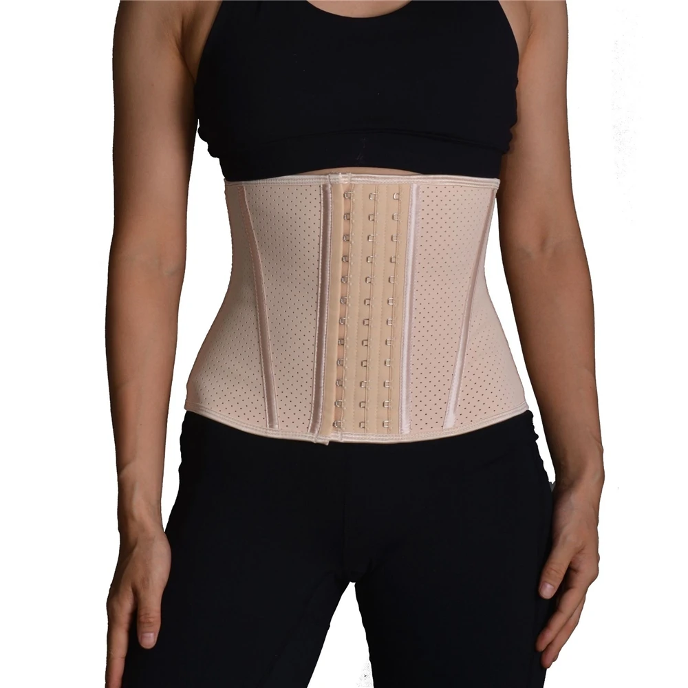 9 steel rib breathable mesh rubber seal professional fitness waist support adjustable sports girdle