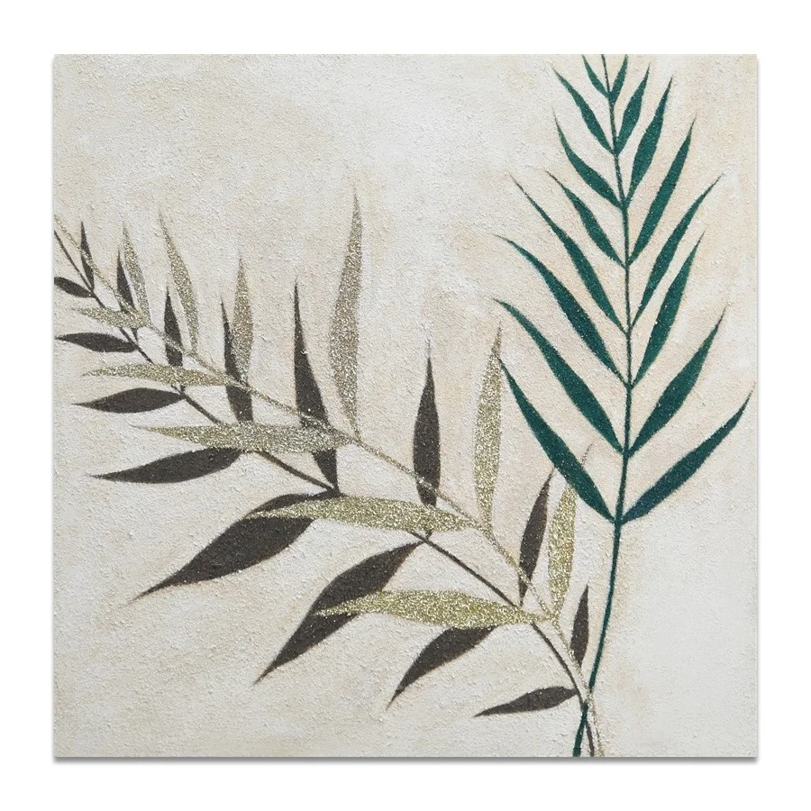 Modern Simple Original Gentle Breeze Bamboo Leaves Hand-painted Texture Thick Oil Abstract Living Room  Wall Art