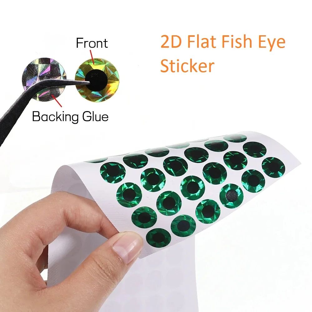 Flat Fishing Lure Eyes 2D Artificial Fish Eyes Sticker for Slow Jigging Metal Jig Lure 3mm-12mm Fly Tying Material