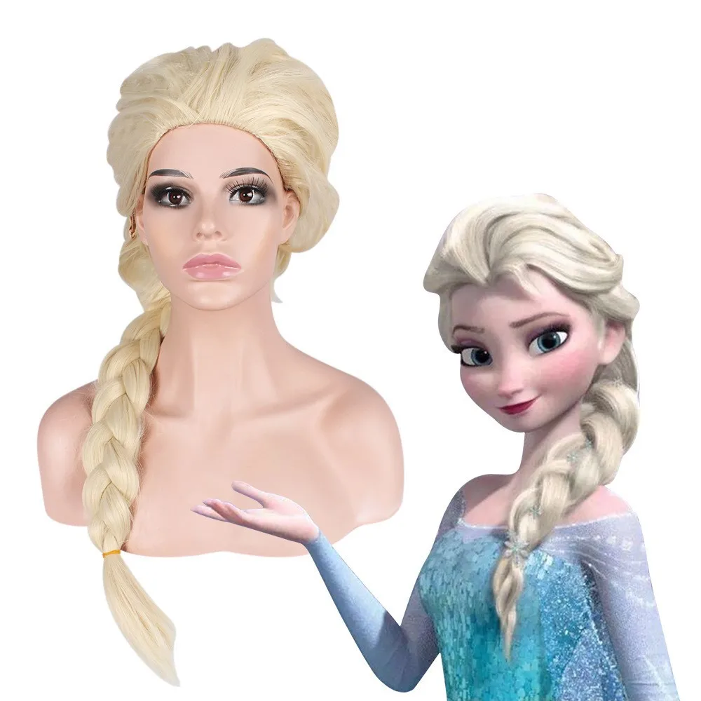 FX-HA40 Frozen Anna & Elsa косплей парик набор длинные и короткие кудри плетеные парики светло-коричневые аниме принцы