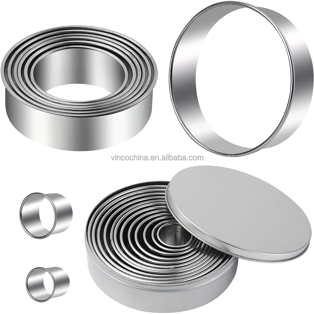 11/12 Pieces Circle Pastry Round Bistcuit Cookie Cutters Set Donut Ring Molds for Baking Pastries Doughs Doughnuts