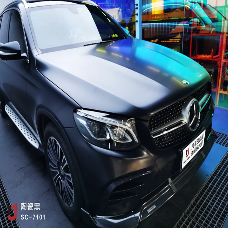 Черная Виниловая пленка для обмотки кузова автомобиля с воздухом без пузырьков YJ-Rick
