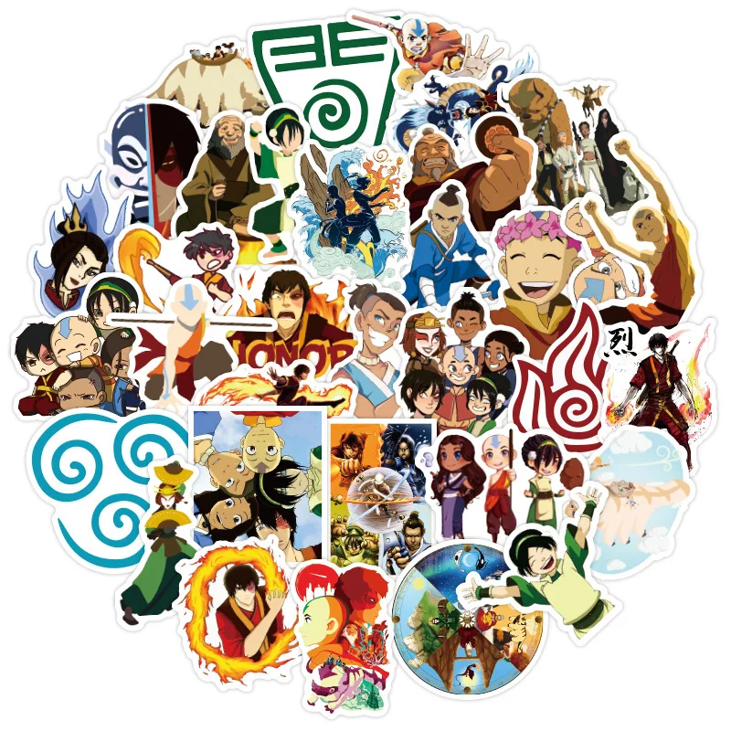 50pcs/bag Anime Cartoon Sticker Hot Avatar The Last Airbender Laptop Suitcase Waterproof Graffiti Cup Sticker