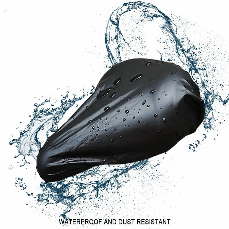 Black PVC Waterproof Bike Saddle Cover, Bicycle Seat Rain Cover with Elastic/