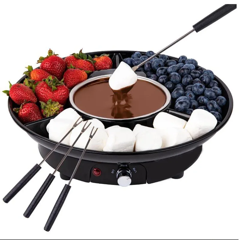 Electric Stainless Steel Chocolate & Cheese Fondue Pot Set for Melting Chocolate