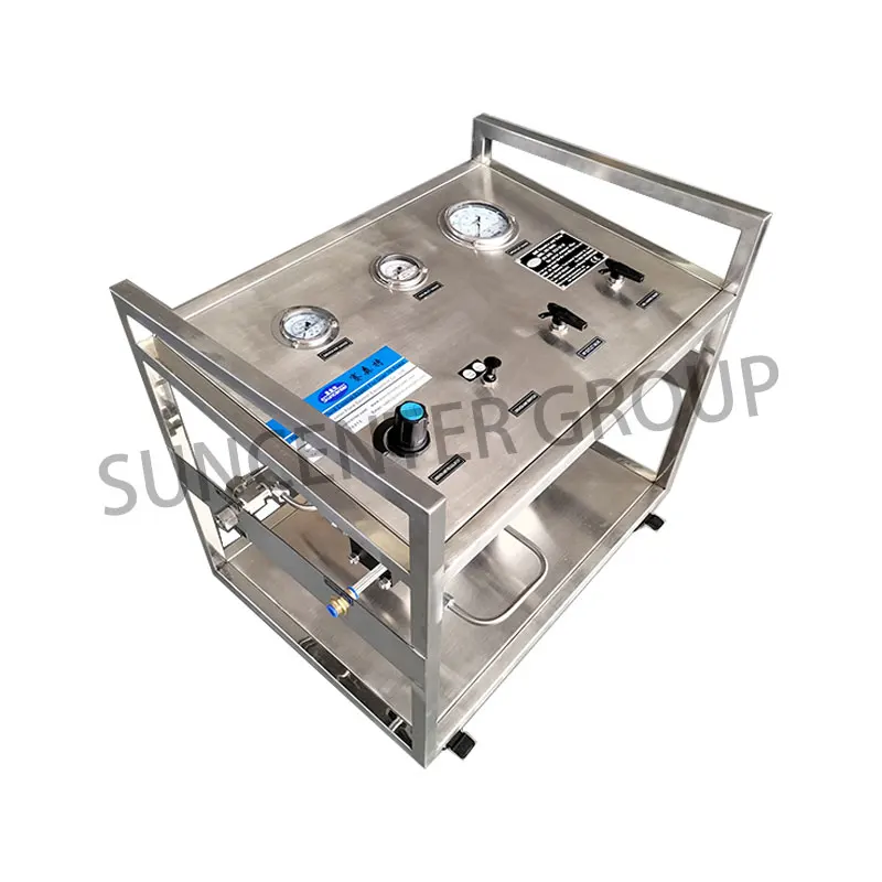 High-Pressure Stainless Steel Pneumatic Test Bench Piston Pump Gas Booster System for Machining for High-Pressure Applications