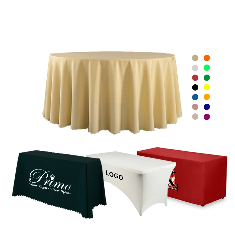 China 120 Round Table Cloth Custom Logo Polyester Fabric Rectangle Tablecloth for Event
