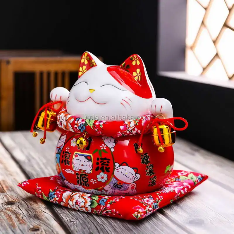  2020 hot sale 10 inch Japanese Lucky Cat Ceramic piggy bank for