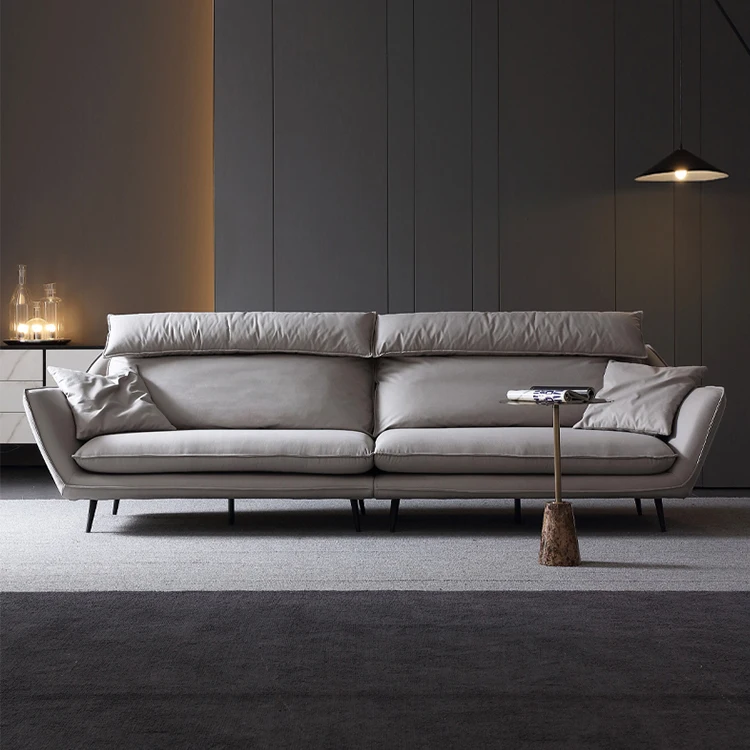 2024 L-shaped sofa waterproof anti-fouling leather office sofa set design modern living room furniture