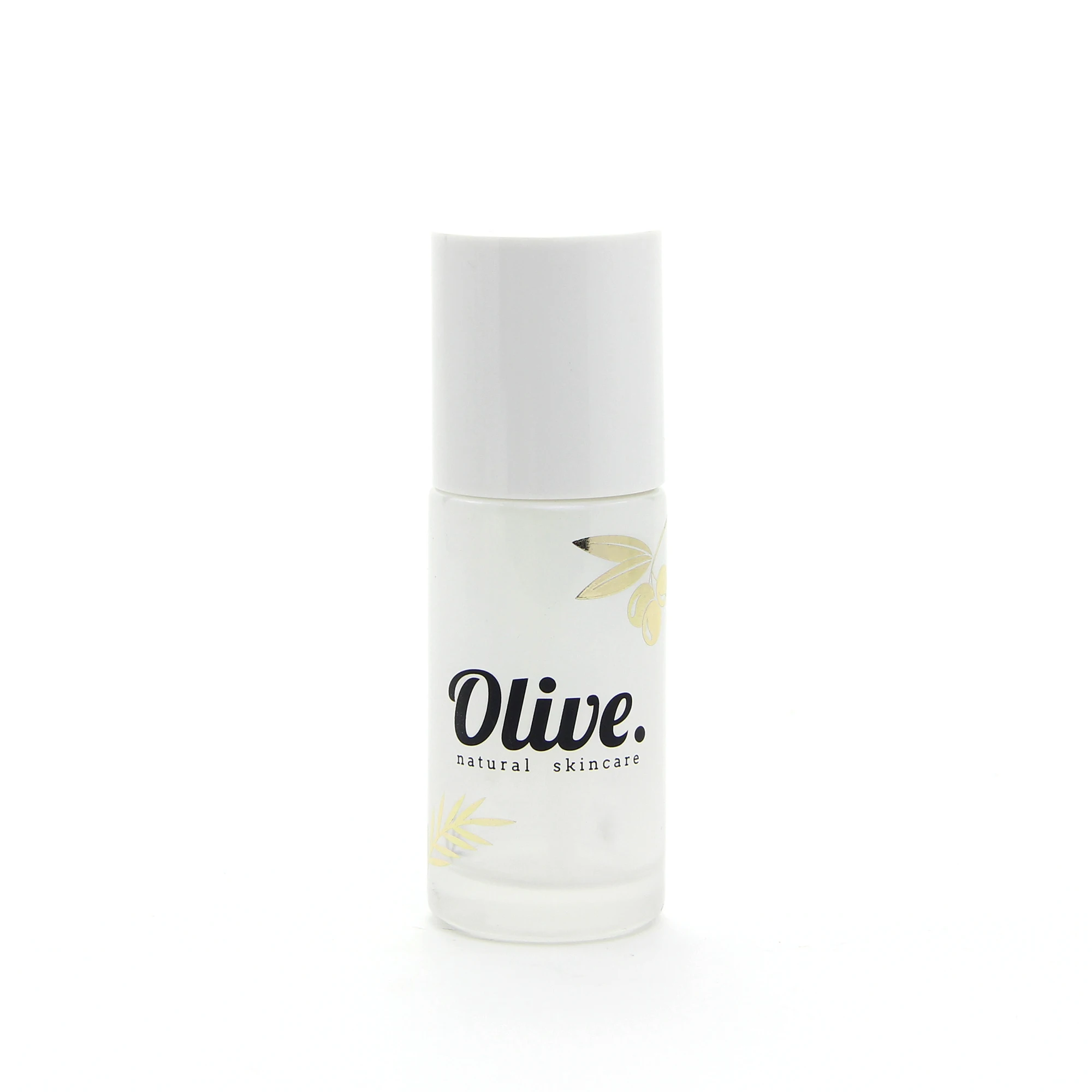Luxury cylinder shaped recycled cosmetic serum and lotion pump glass bottle with printing logo