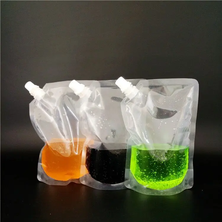 Factory wholesale 250ml clear spout pouch for liquid/Custom printed liquid bag with spout