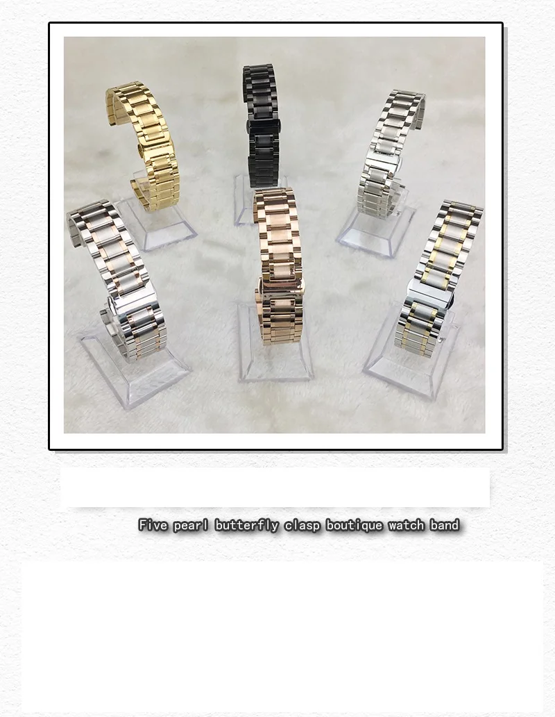 steel butterfly buckle metal stainless steel smart watch bands 10mm 12mm 14mm 18mm