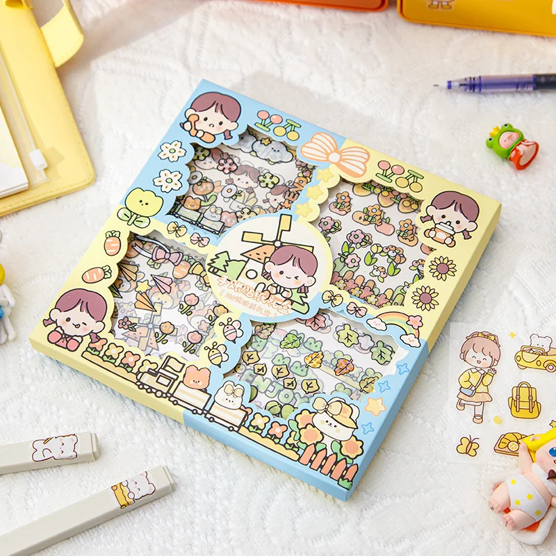 Eco Friendly pet Animal Custom Pattern Cute transparent decoration Die Cut stickers With Box