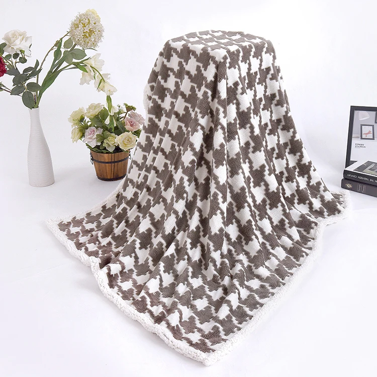 Best selling printed super soft jacquard sherpa throw thick fleece blankets