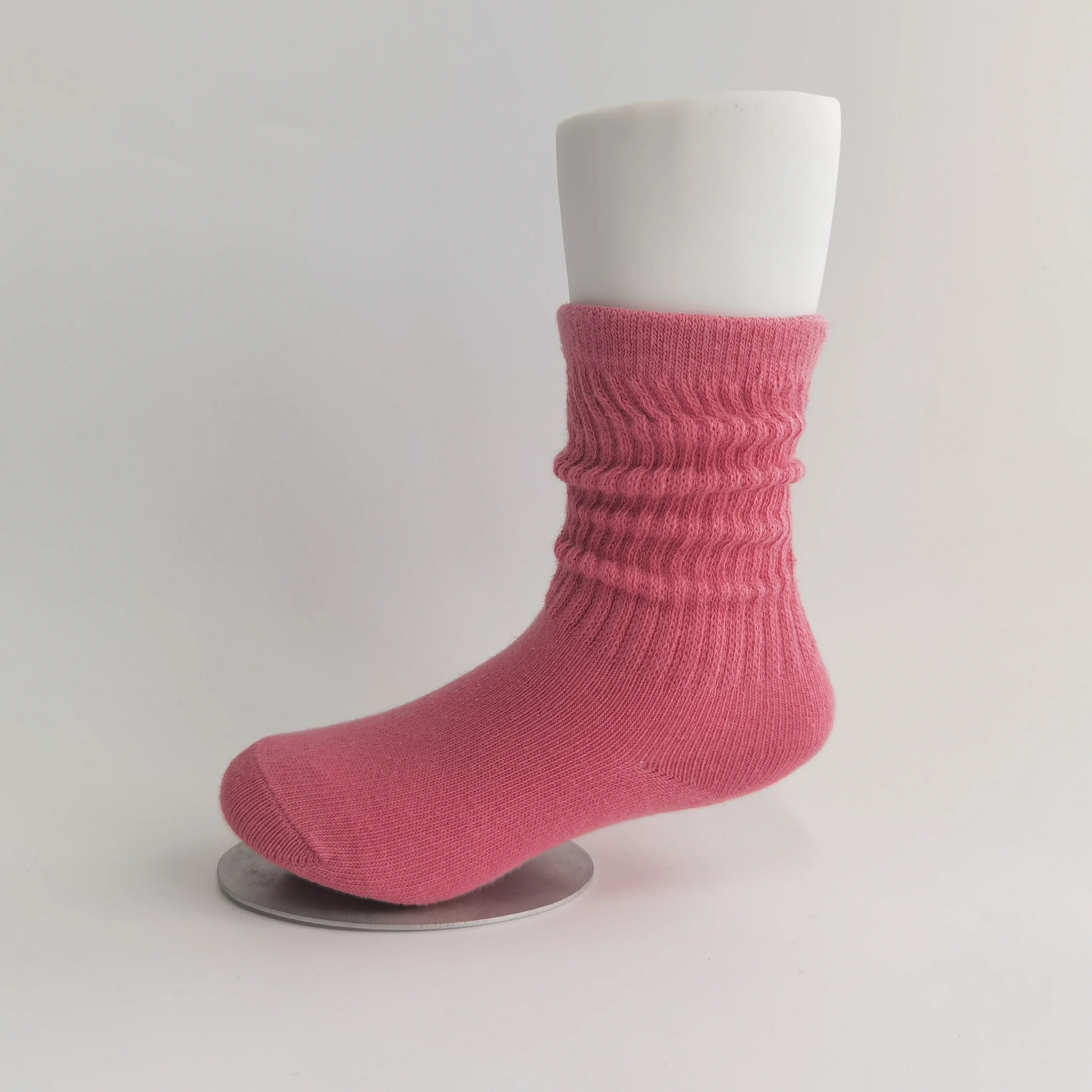 Spring and Summer Girls Cotton Black Slouch Socks for Kids Mid-tube Double Needle Child Toddler Scrunch Socks