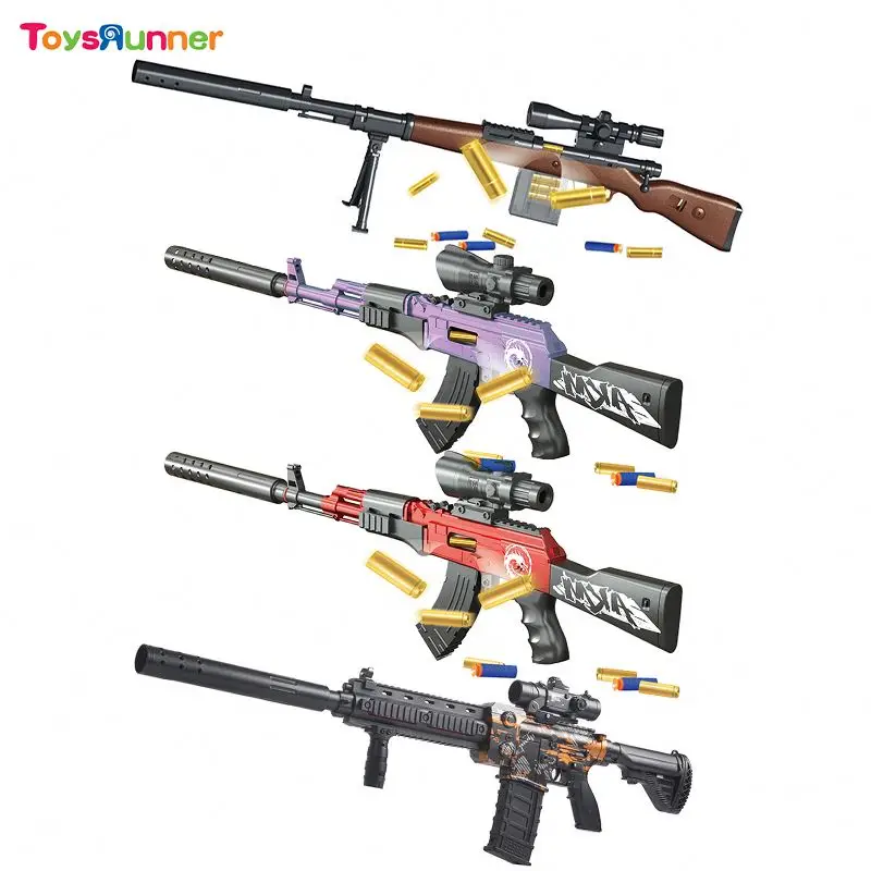 Automatic Shell Ejecting Soft Bullet Gun Toy Air Soft Children Pretend Mini Model Shooter Rifle Toy Gun Set Soft Bullet Gun