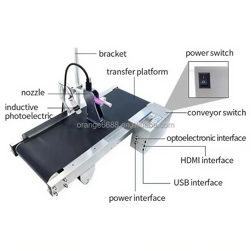 12.7mm 25.4mm Conveyor Printer Integrated Machine Smart Touch Screen Logo Date Paper Carton Bottle Online Inkjet Printer
