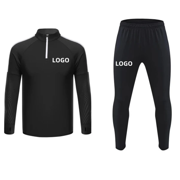 Wholesale Man club Half zip Black Tracksuit football jersey winter football jacket soccer uniform Soccer Sweatshirt Tracksuit