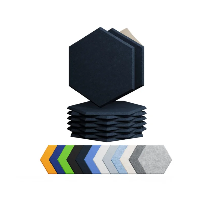 Dark Blue High Density Sound Proof Foam Acoustic Panels Self-Adhesive Hexagon Panels Home Office Studio More Sound Recording