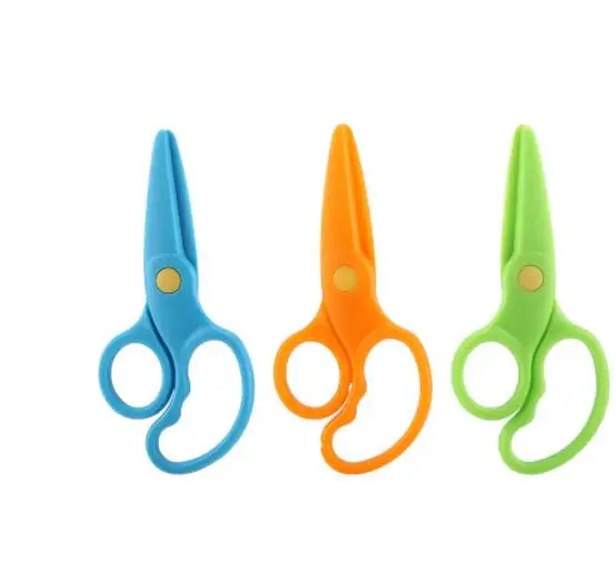 Пластиковые ножницы ручной работы для детей детский сад безопасные не повреждая руки резки бумаги с круглой