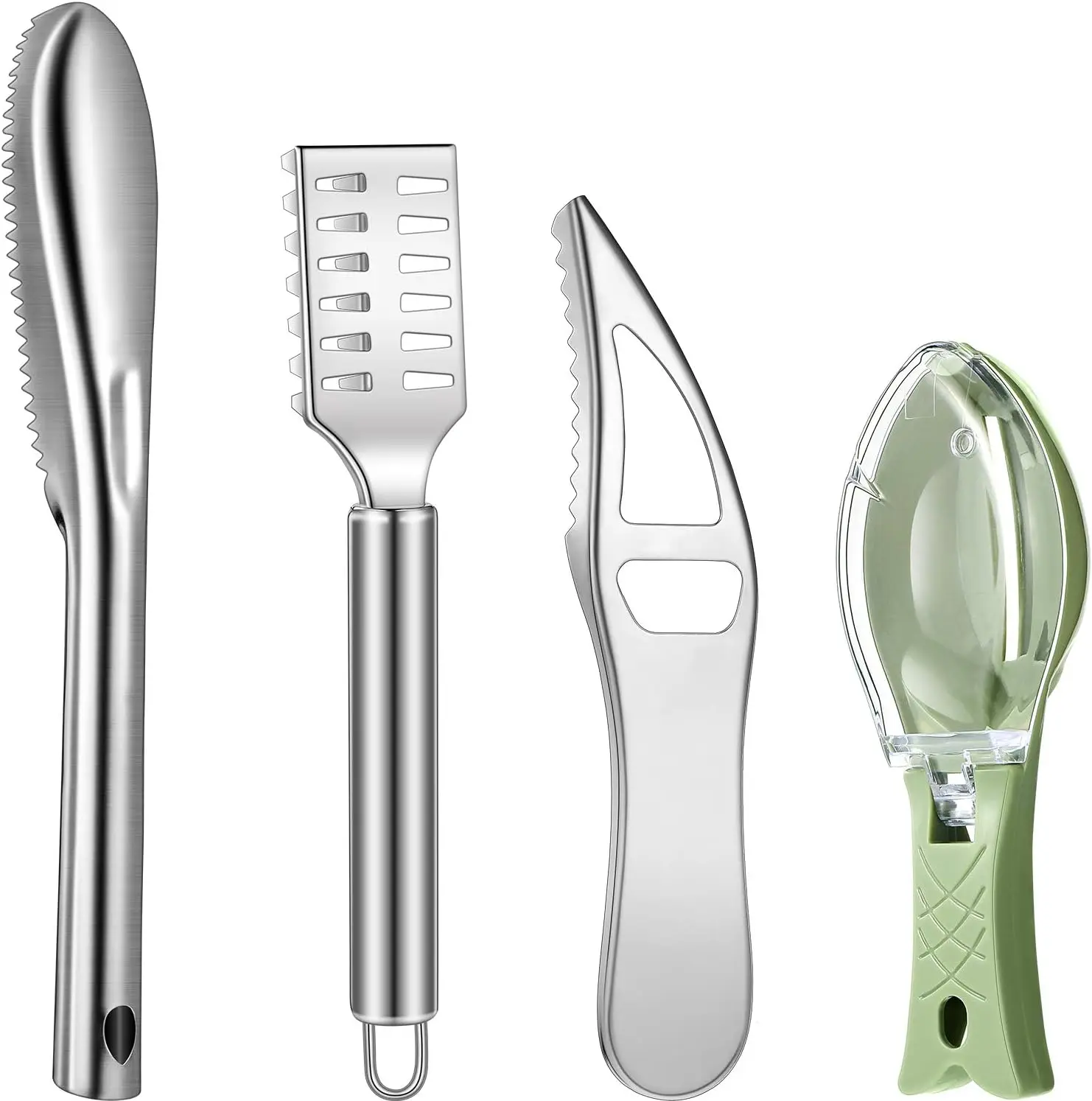 Set of 4 Pieces  Stainless Steel Fish Scales craper  fish scale remover Fish Skin Graters Cleaning Peeler