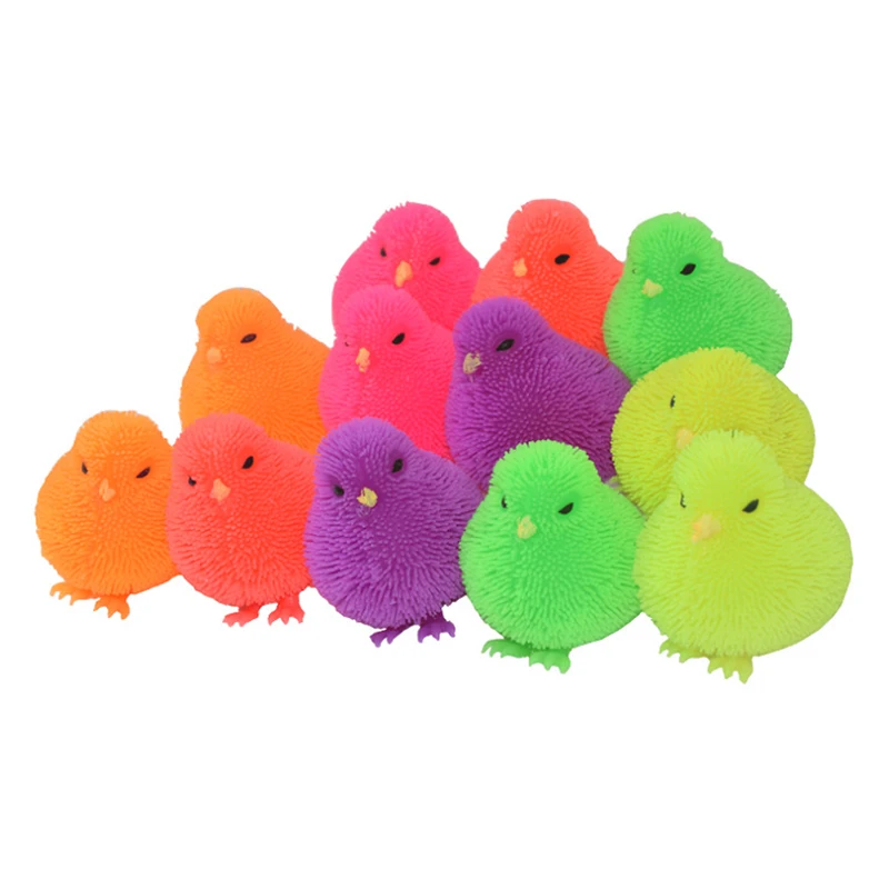
Wholesale Flashing Led Light Ball Stress Vent Toys Novelty Animal Chicken Puffer Ball for Kids Boy Girls 