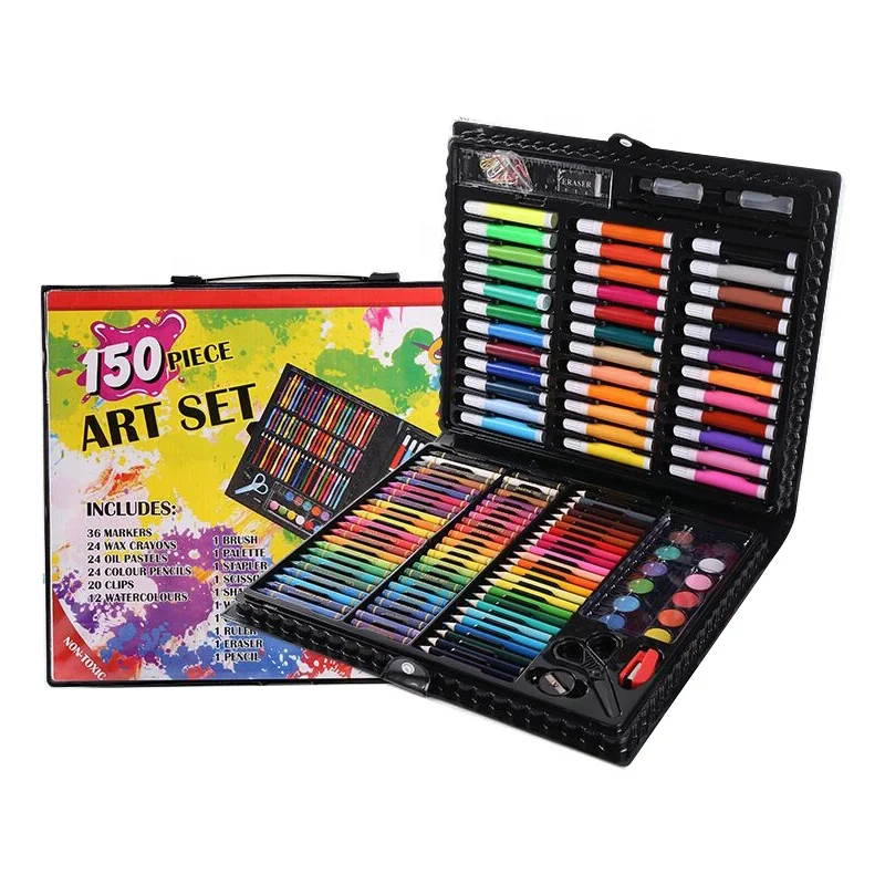 Good Quality 150PCS Professional Drawing Paint Art Set for Kids Children School watercolor Art Set Case Painting Box Crayon sets