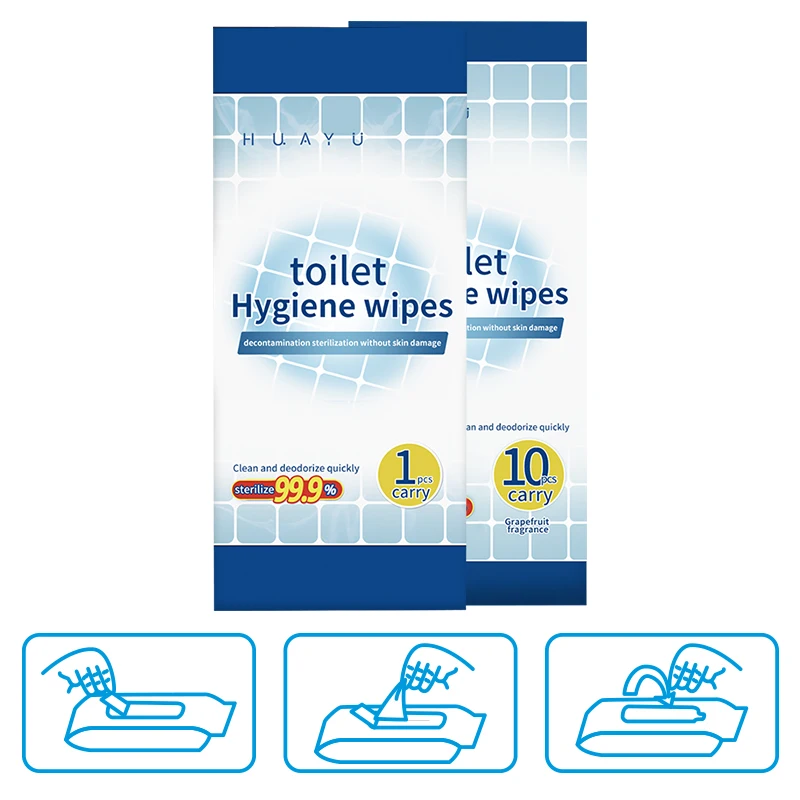 HUA YU Biodegradable Hot sale Cleaning Wet Wipes Toilet Clean wipe