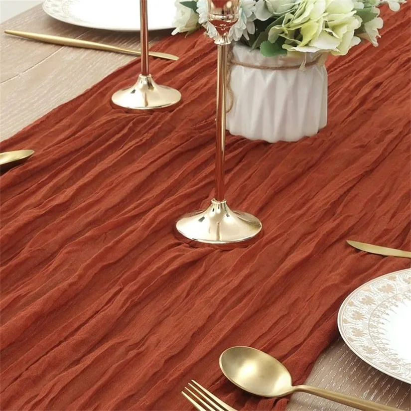 wholesale red cheesecloth floral white cotton mexican and gold gauze fall table runners christmas flowers wedding and placemats