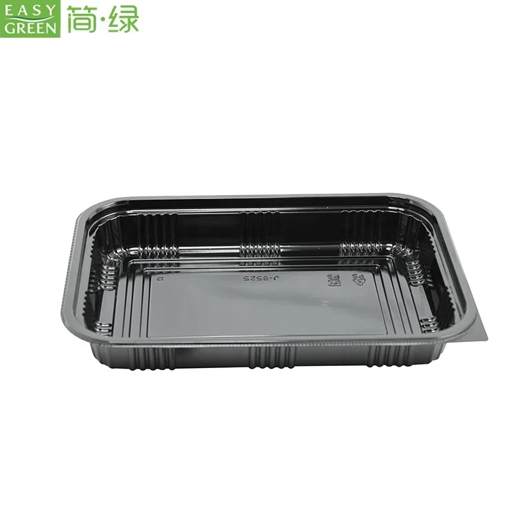 Easy Green Disposable Seafood Blister Frozen Shrimp Take Away Food Large Shallow Plastic Tray With Lids