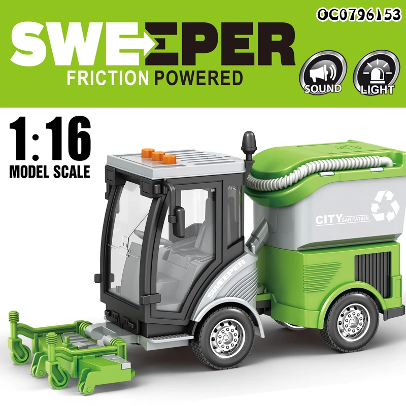 1:16 Kids children friction power set vacuum sweeper truck toy with light sound