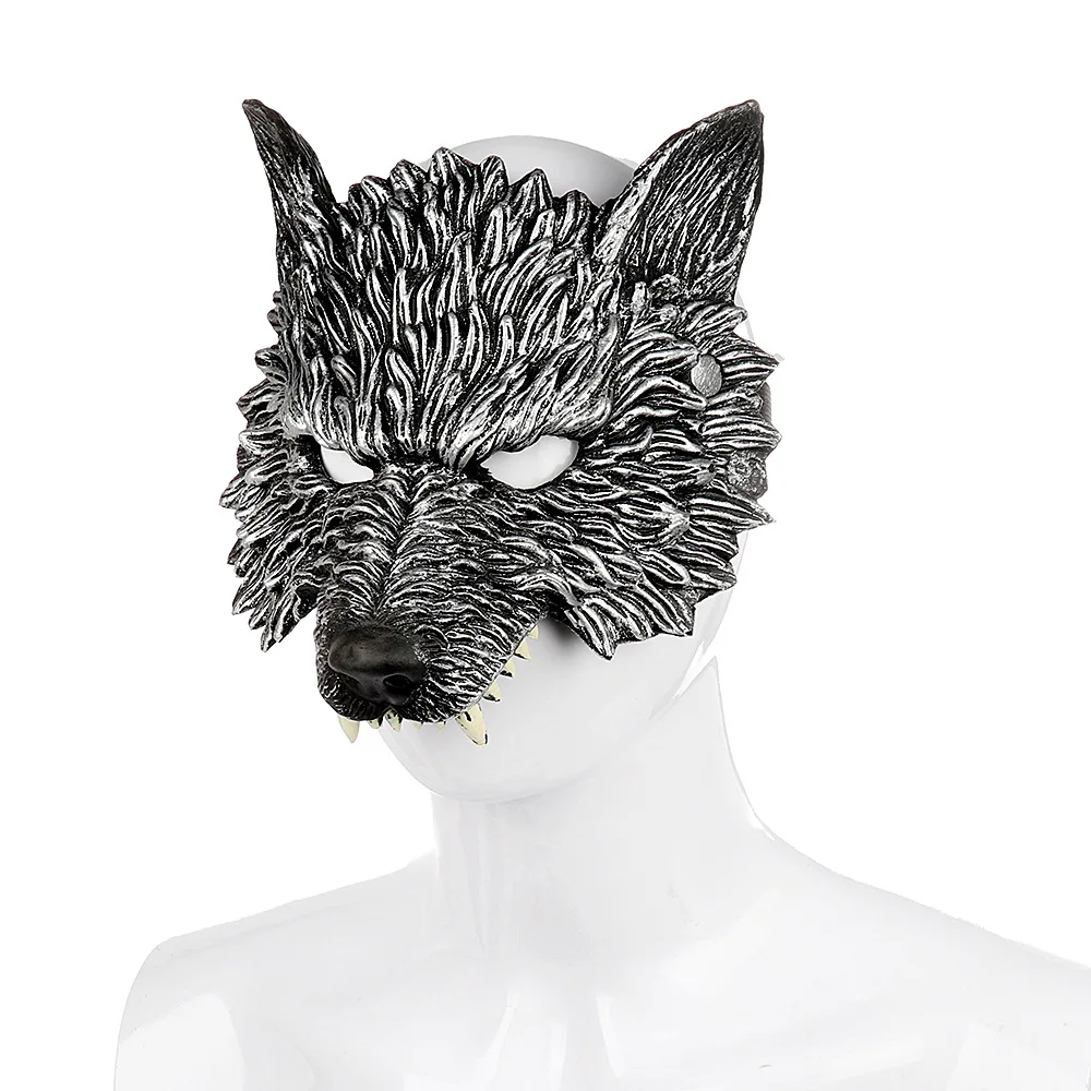 Halloween 3D Wolf Mask Animal Masquerade Cosplay Costume Pu Foamed Werewolf Face Masks