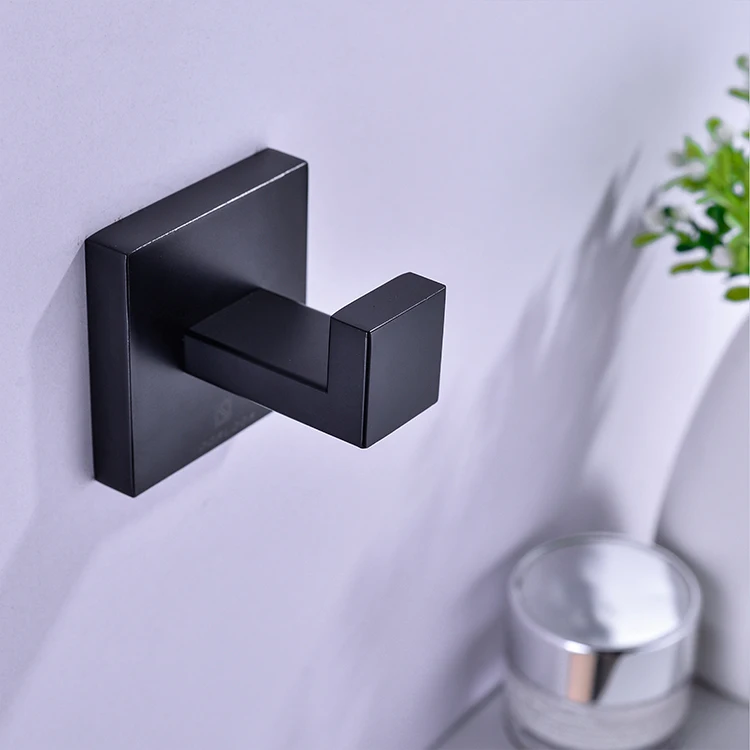  Wholesale Bathroom Accessories Stainless Steel Matte Black Wall Mount Robe