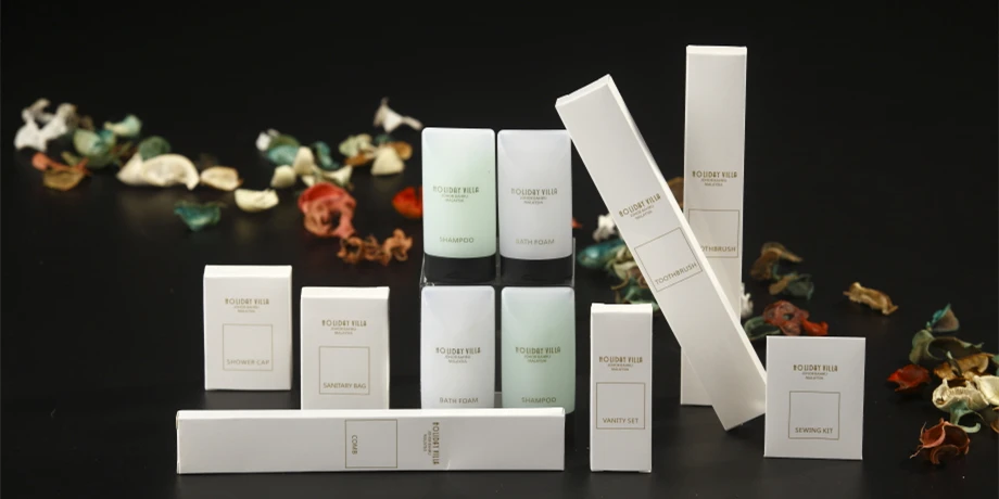 Custom Luxury 5 Star Disposable Biodegradable Eco Friendly Guest Toiletries Kit Accessories Set Bathroom Hotel Amenities