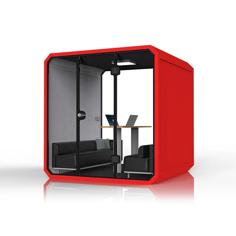 Fire Retardant B1 Ventilation System Commercial Office Booth Meeting Pod With Tv Desk Mobile  Office Pod Sofa Design