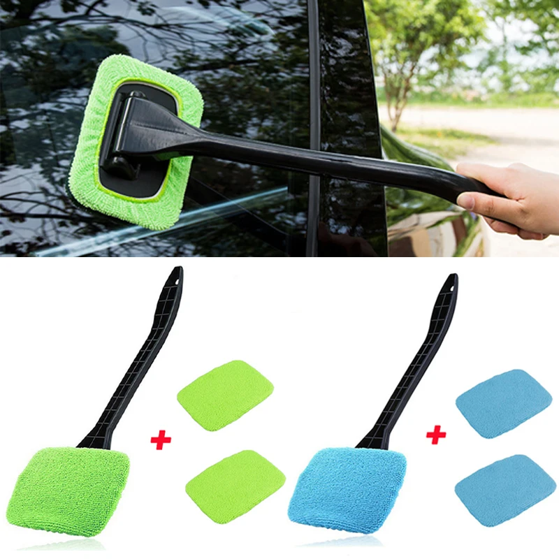 SS25 Car Window Cleaner Brush Windshield Wiper Microfiber Wiper Cleaner Cleaning Brush Auto Cleaning Wash Tool With Long Handle