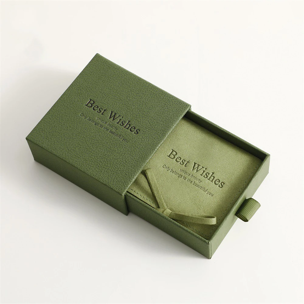 Jewelry Box with Pouch Necklace packaging Jewelry Box with logo Microfiber Jewelry Bag Pouch Drawer Necklace Earring Box