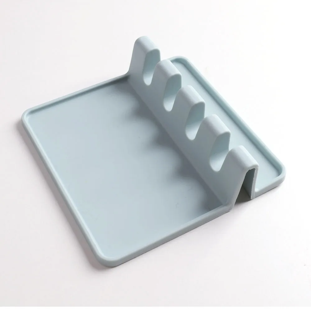 100% Food Grade Silicone Kitchen Utensil Rest with Drip Pad for Multiple  Spatula Fork Spoon Rest Holder