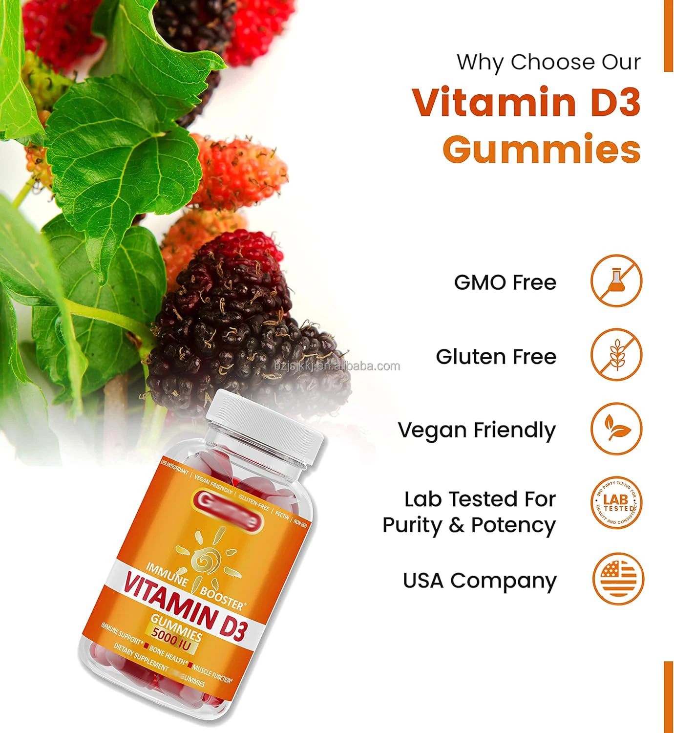 Vitamin D3 Gummy Candy Candies for Adult as well Good taste and Private Label