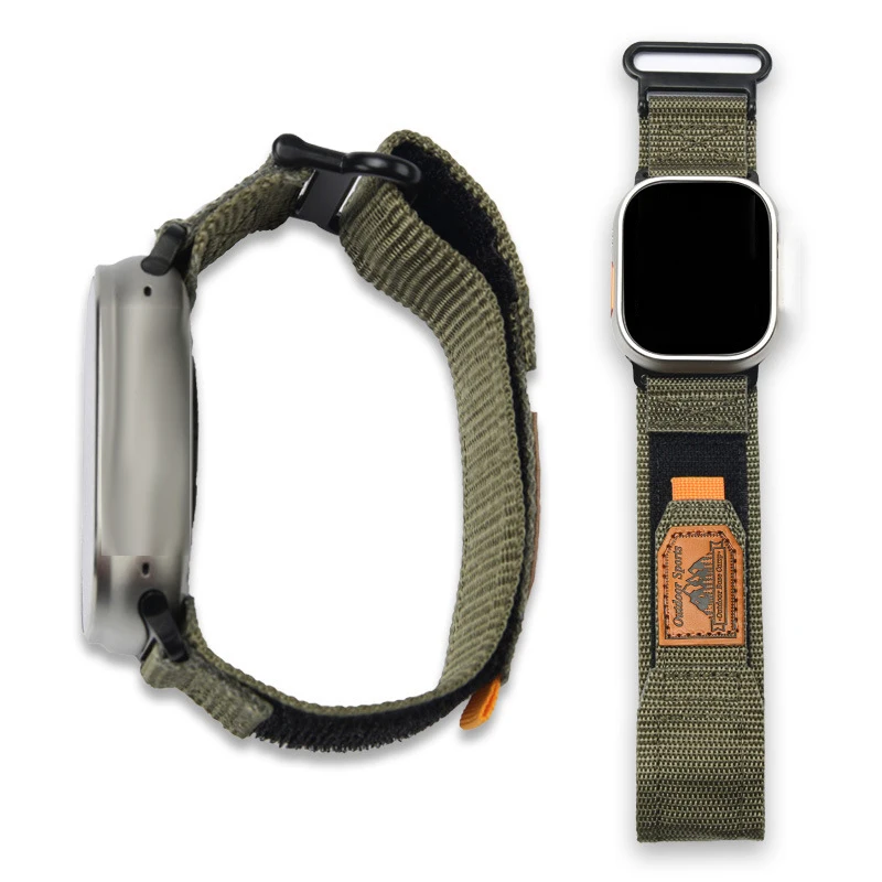 2024 New Hiking Bracelet 49mm Sport Nylon Loop Fabric Braided Wristband for IWatch Ultra Series 8 7 6 SE 5 4 Woven Nylon Band