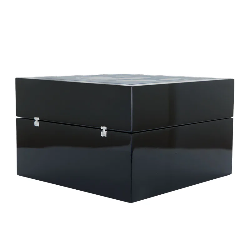 High-End Black PU Leather Fashion Style Piano Glossy Lacquer  Solid Wooden Decoration Watch Box for Wholesale