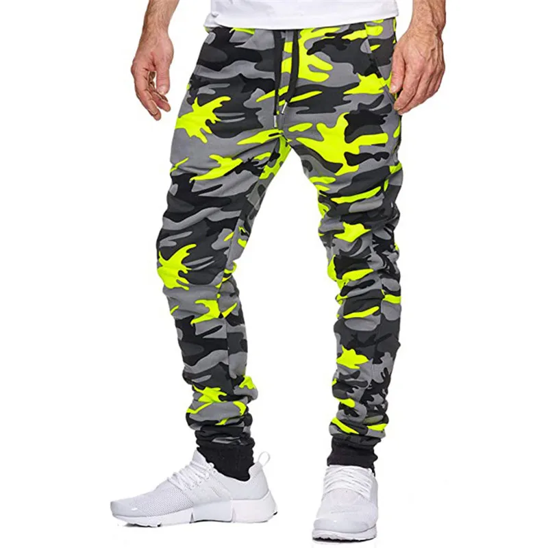 
Men Streetwear Elastic waist Drawstring Camouflage print trousers male hip hop Jogging Stretch Little feet casual pants 