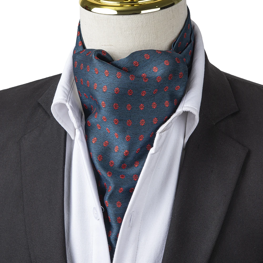 100% галстук из микрофибры и полиэстера для мужчин синяя основа с красными цветами модные узоры для взрослых Галстуки