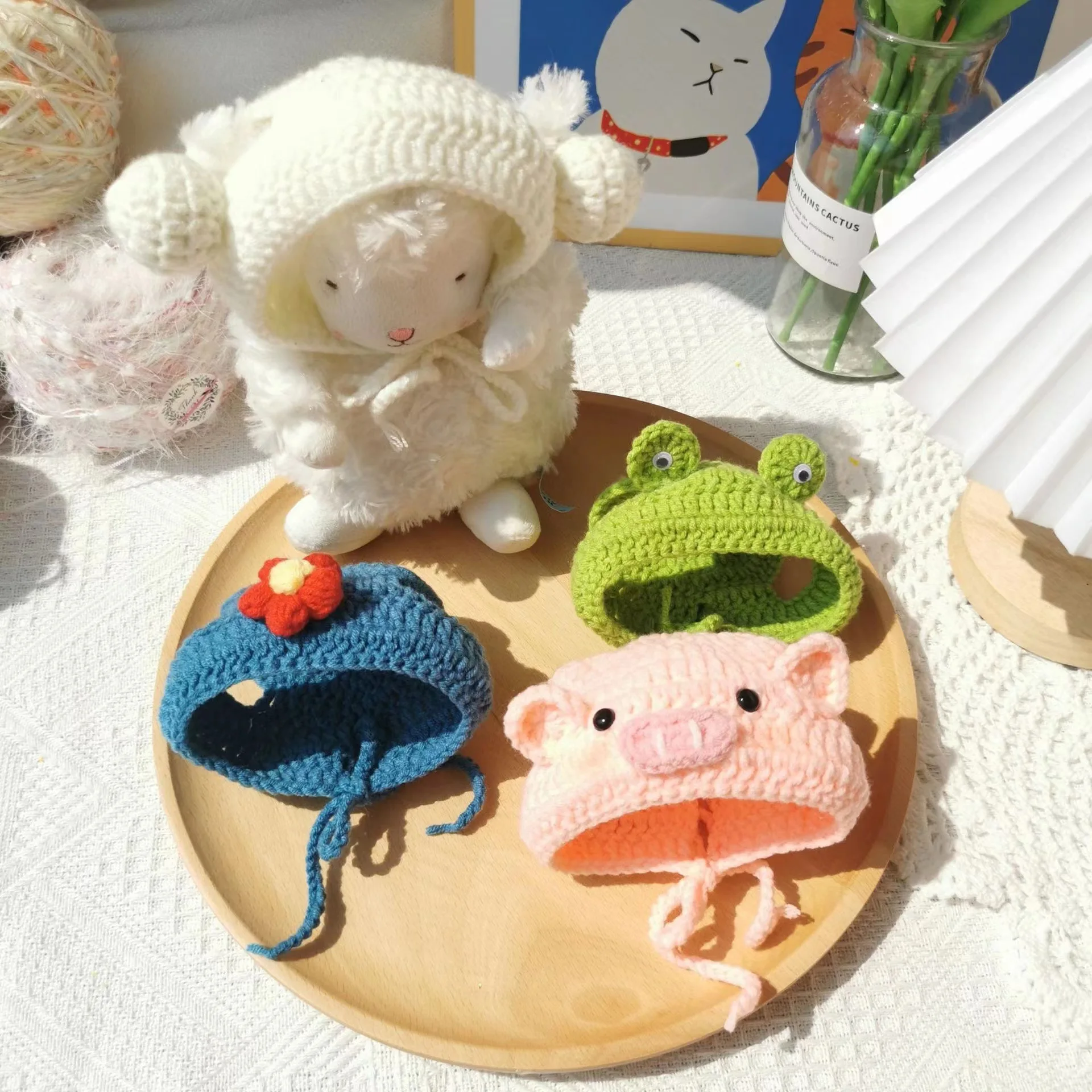 Fashion New Hot Selling Frog Piglet Pet Funny Hat Hand Knit Small Pet Photo Accessories  Hat
